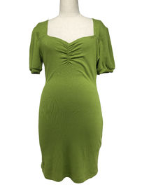 Women Sexy Short Sleeve Cold Shoulder Dress Green Color With Soft Feeling