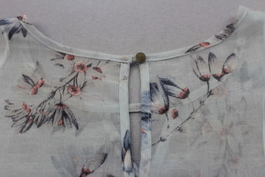 Women Fashion Ruffle Sleeve Chiffon Blouse Flower Printing Color Polyester Material