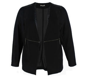 Slim Lined Female Formal Blazer With Zipper Pockets Black Color For Winter