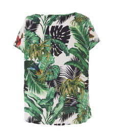 Green Printing Ladies Fashion Tops Summer Round Neck T Shirt Short Or Long Length