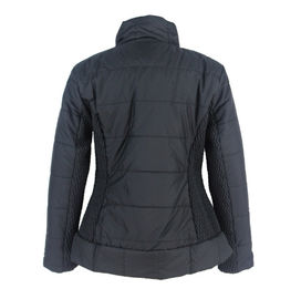 Button Decoration Cool Womens Coats Fitted Down Jacket Simple Design Black Color