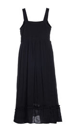 Black Color Chiffon Plus Size Slip Dress Polyester Material With Flounce Hem And Lined