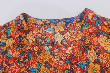 Colorful Printing Plus Size Womens Summer Clothes With Frill Sleeve Buttons