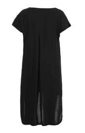 Chiffon Casual Ladies Plus Size Dresses In Black With Long Back Hem Polyester Material