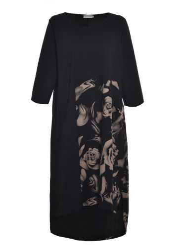 Maxi Long Ladies' Plus Size Dresses With Flower Print Pattern In Half Clothes